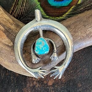 Tufa cast Sterling Silver with Kingman Turquoise naja pendant